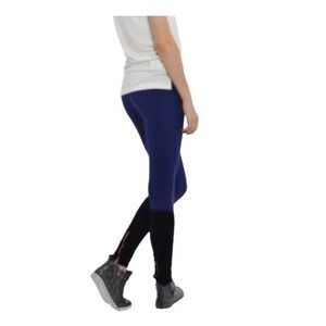 Tantrum Ink Zip Hem Faux Leather Patched Leggings Purple Blue Black M